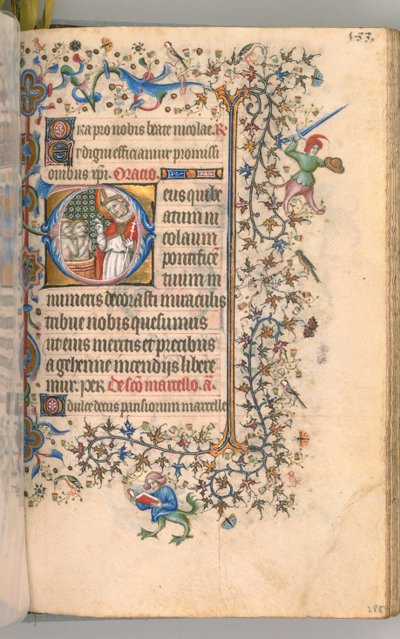 Timer for Karl den Adelige, konge af Navarra 1361-1425, fol. 2865r, St. Nicholas, ca. 1405. af Master of the Brussels Initials and Associates