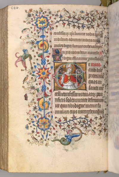 Timer for Karl den Adelige, konge af Navarra 1361-1425, fol. 286v, St. Marcel, ca. 1405. af Master of the Brussels Initials and Associates