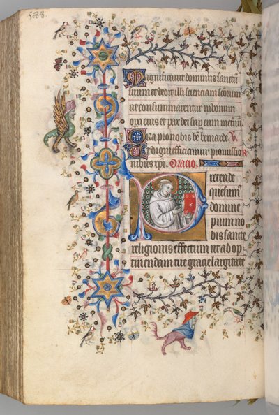 Timer for Karl den Adelige, konge af Navarra 1361-1425, fol. 288v, St. Hervard, ca. 1405. af Master of the Brussels Initials and Associates