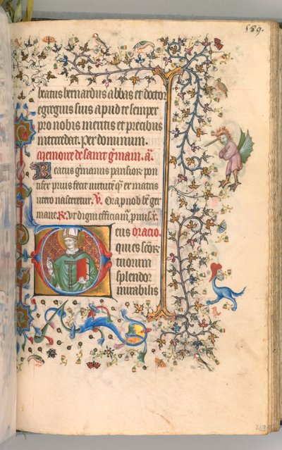Timer for Karl den Adelige, konge af Navarra 1361-1425, fol. 289r, St. Germain, ca. 1405. af Master of the Brussels Initials and Associates