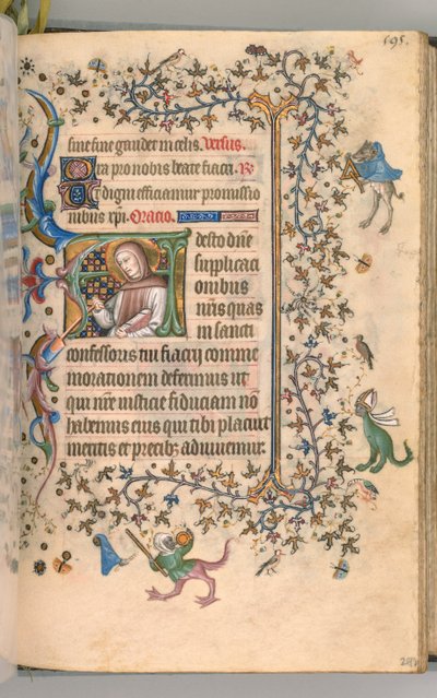 Timer for Karl den Adelige, konge af Navarra 1361-1425, fol. 292r, St. Fiacre, ca. 1405. af Master of the Brussels Initials and Associates