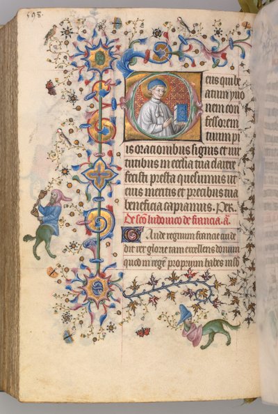 Timer for Karl den Adelige, konge af Navarra 1361-1425, fol. 293v, St. Yoon, ca. 1405. af Master of the Brussels Initials and Associates