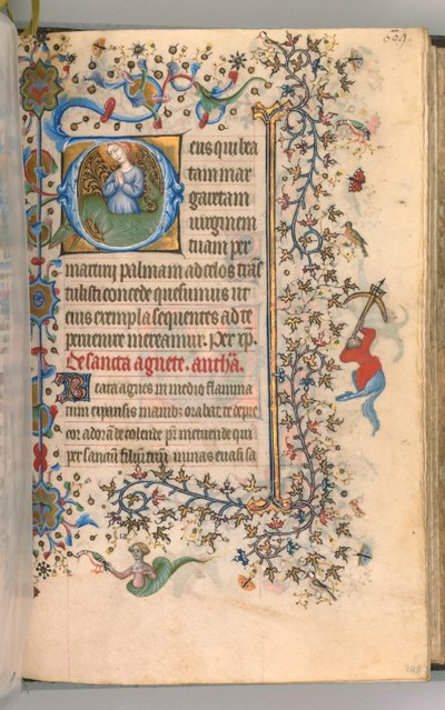 Timer for Karl den Adelige, konge af Navarra 1361-1425, fol. 299a, St. Margaret, ca. 1405. af Master of the Brussels Initials and Associates