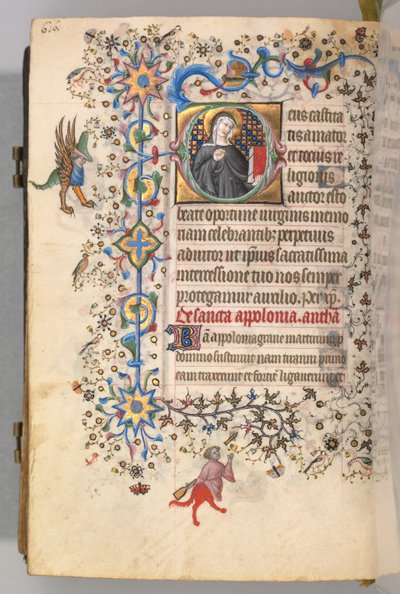 Timer for Karl den Adelige, konge af Navarra 1361-1425, fol. 302v, St. Opportune, ca. 1405. af Master of the Brussels Initials and Associates