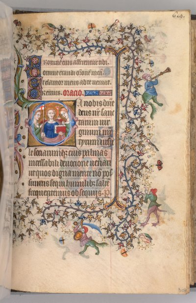 Timer for Karl den Adelige, konge af Navarra 1361-1425, fol. 303r, Jomfrumartyrerne, ca. 1405. af Master of the Brussels Initials and Associates