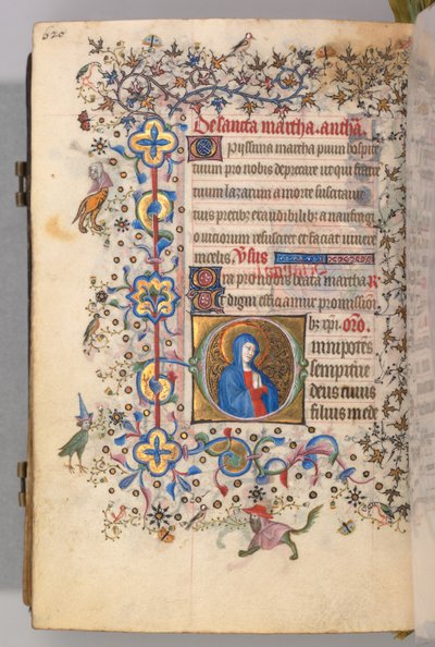 Timer for Karl den Adelige, konge af Navarra 1361-1425, fol. 304v, Sankt Martha, ca. 1405. af Master of the Brussels Initials and Associates
