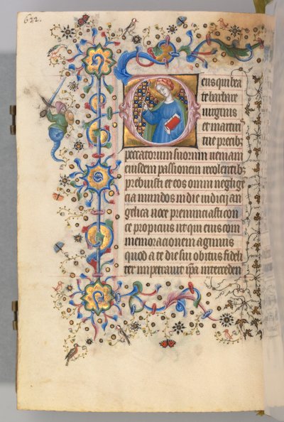 Timer for Karl den Adelige, konge af Navarra 1361-1425, fol. 305v, St. Martha, ca. 1405. af Master of the Brussels Initials and Associates