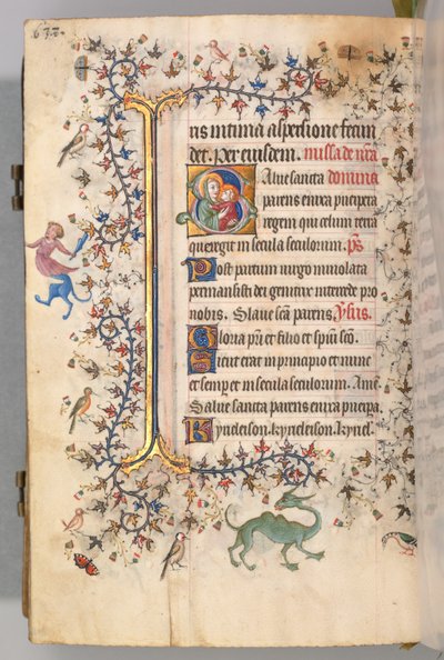 Timer for Karl den Adelige, konge af Navarra 1361-1425, fol. 313v, Jomfru og Barn, ca. 1405. af Master of the Brussels Initials and Associates