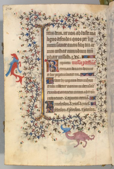 Timer for Karl den Adelige, konge af Navarra 1361-1425, fol. 321v, Dødsbuste, ca. 1405. af Master of the Brussels Initials and Associates