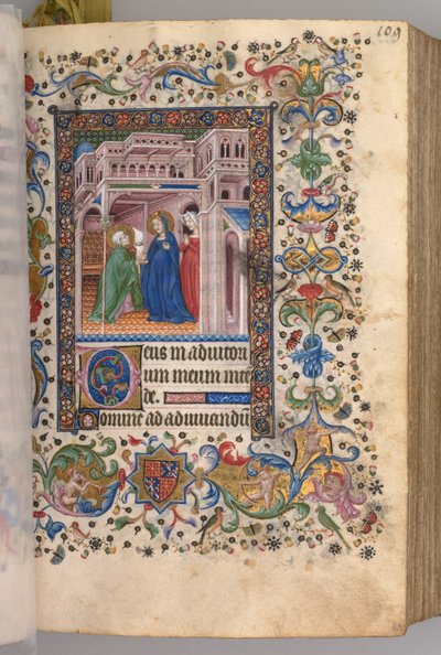 Timer for Karl den Adelige, konge af Navarra 1361-1425: fol. 55r, Visitations Lauds, ca. 1405. af Master of the Brussels Initials and Associates