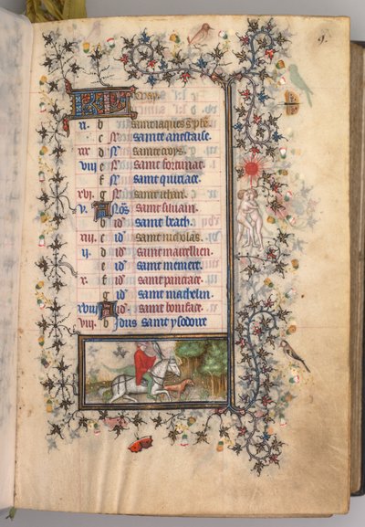Timer for Karl den Adelige, konge af Navarra 1361-1425: fol. 5r, maj, ca. 1405. af Master of the Brussels Initials and Associates