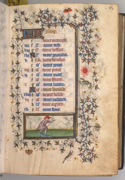 Timer for Karl den Adelige, konge af Navarra 1361-1425: fol. 6r, juni, ca. 1405. af Master of the Brussels Initials and Associates