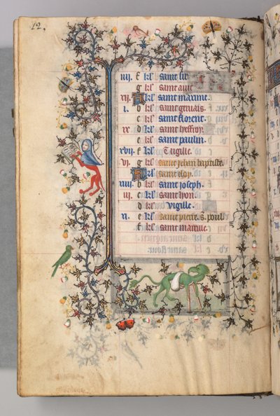 Timer for Karl den Adelige, konge af Navarra 1361-1425: fol. 6v, juni, ca. 1405. af Master of the Brussels Initials and Associates