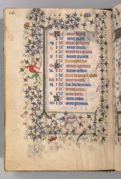 Timer for Karl den Adelige, konge af Navarra 1361-1425: fol. 7v, juli, ca. 1405. af Master of the Brussels Initials and Associates