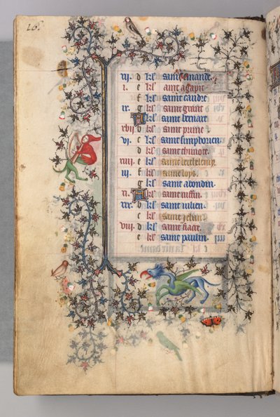 Timer for Karl den Adelige, konge af Navarra 1361-1425: fol. 8v, august, ca. 1405. af Master of the Brussels Initials and Associates