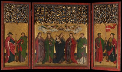 Burg Weiler Alter Triptykon Altertavle med Jomfru og Barn og Hellige, ca. 1470. af Master of the Burg Weiler Altar