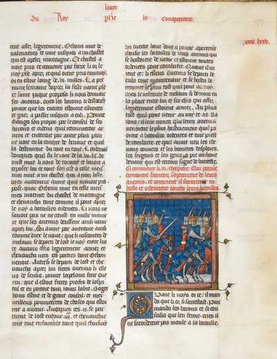 Royal 16 G. VI, f.377 Fransk hær på march til Bouvines, fra 