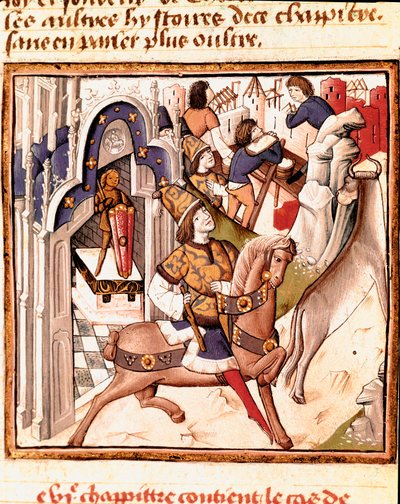 Repræsentation af Cadmos, grundlæggeren af byen Theben i det antikke Grækenland Miniature af Mesteren af Damernes Mester (1400-tallet) fra manuskriptet "" Des hommes illustres"" af Giovanni Boccaccio (Jean Boccaccio) (1313-1375). 15. århundrede. Carpe af Master of the Champion des Dames