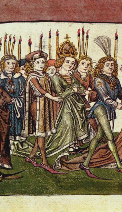 Dronning Elizabeth af Luxembourg. Detalje fra Richentals Illustrated Chronicle, ca. 1440 af Master of the Chronicle of the