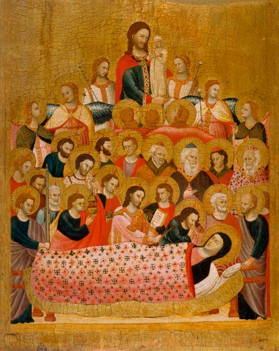 ""La dormition de la vierge"" Jomfruens sovesal - Peinture du Maitre de la Madone Cini (aktiv ca. 1330) - ca. 1330 - Tempera på panel - 50,3x41,2 - Museu Nacional d