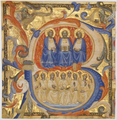 Treenigheden i en indledende B, sandsynligvis 1387. af Master of the Codex Rossiano