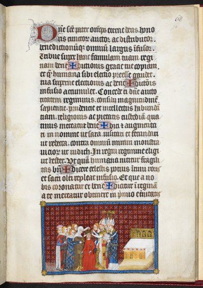 Bomuld Tiberius B. VIII f.70r Baroner, der opretholder dronningens krone, fra 