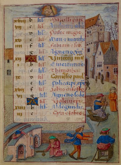 Tilføje. 18852, f.2 Kalenderside for januar, illustration fra 
