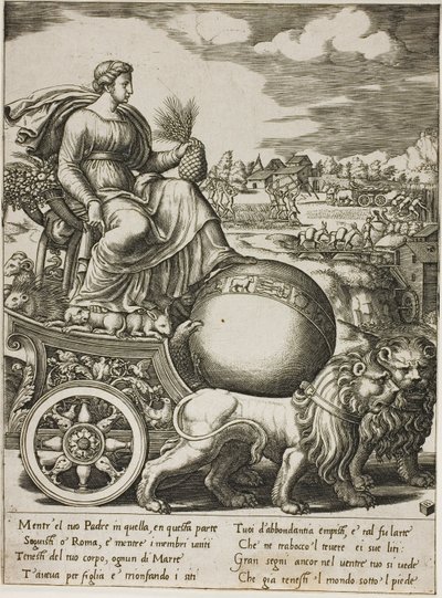 Cybele i sin vogn af Master of the Die
