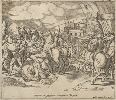 Mirror of Roman Magnificence: The Victory of Scipio [over Syphax], 1500-tallet. af Master of the Die