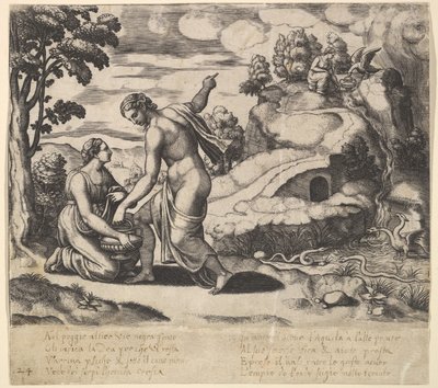 Venus beordrede Psyche til at tage vand fra en fontæne bevogtet af drager, fra 