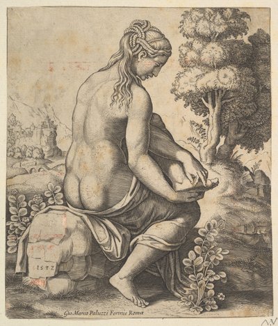 Venus fjerner en torn fra sin fod, 1532. af Master of the Die