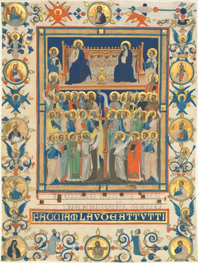 Kristus og jomfruen på tronen med fyrre hellige af Master of the Dominican Effigies