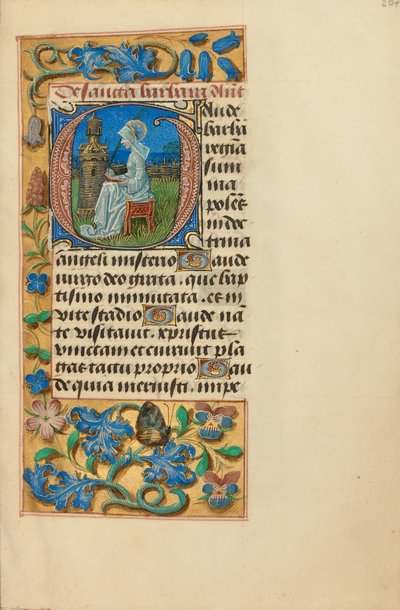 Begyndelsesbogstav G: Saint Barbara af Master of the Dresden Prayer Book