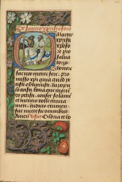 Initial O: Sankt Kristoffer af Master of the Dresden Prayer Book