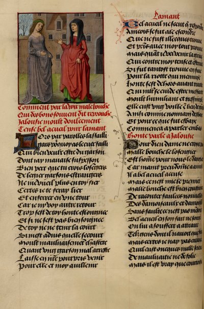 Miniature viser Jalousie (jalousi) taler til Bel Accueil (Fair Welcome) fra 