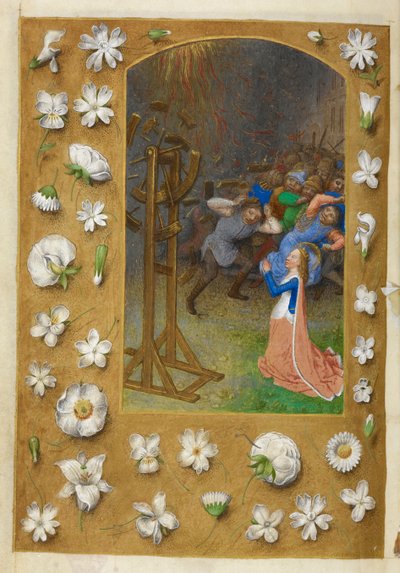 Sankt Catherines martyrium. af Master of the Dresden Prayer Books