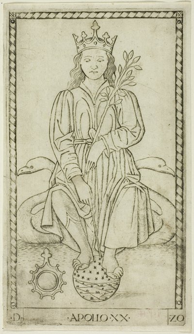 Apollo, tallerken 20 fra Apollo and the Muses af Master of the E Series Tarocchi