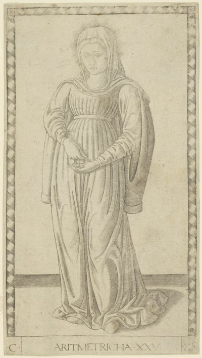 Aritmetik, plade 25 fra Arts and Sciences af Master of the E Series Tarocchi