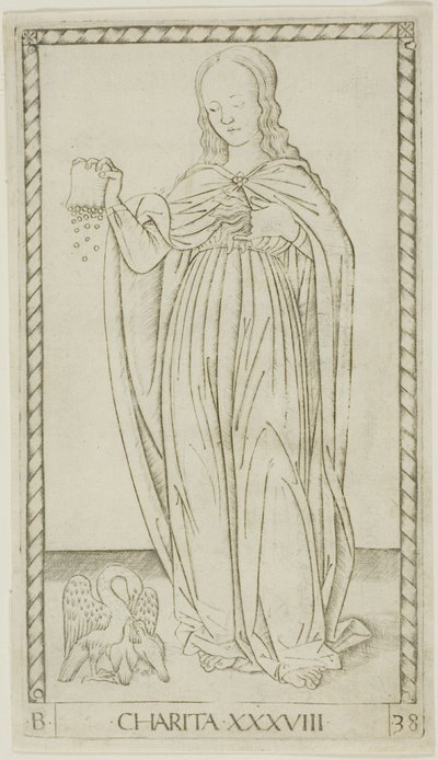 Charity, tallerken 38 fra Genii and Virtues af Master of the E Series Tarocchi