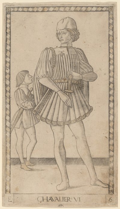 Chevalier (ridder) af Master of the E Series Tarocchi