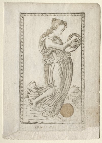 Erato-lyrik og kærlighedspoesi fra Tarocchi-serien D..., før 1467. af Master of the E Series Tarocchi