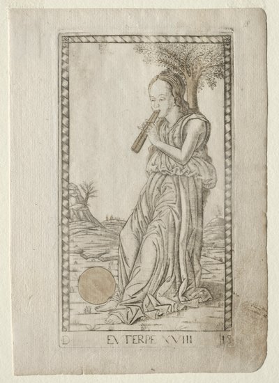 Euterpe-musik, lyrisk poesi fra Tarocchi-serien D..., før 1467. af Master of the E Series Tarocchi
