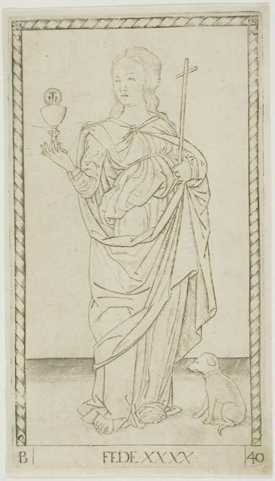 Trosplade 40 fra Genii and Virtues af Master of the E Series Tarocchi