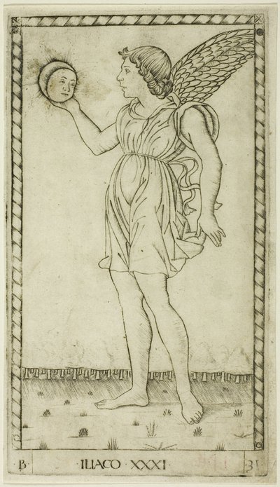 Genius of the Sun, plade 31 fra Genii and Virtues af Master of the E Series Tarocchi