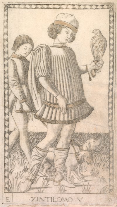 Gentleman fra Tarocchi-serien E: Conditions of Man, #5, ca. 1465. af Master of the E Series Tarocchi