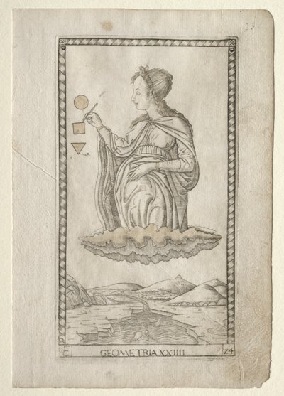 Geometri fra Tarocchi, serie C: Liberal Arts, #24, før 1467. af Master of the E Series Tarocchi