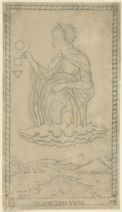 Geometri, plade 24 fra Arts and Sciences af Master of the E Series Tarocchi