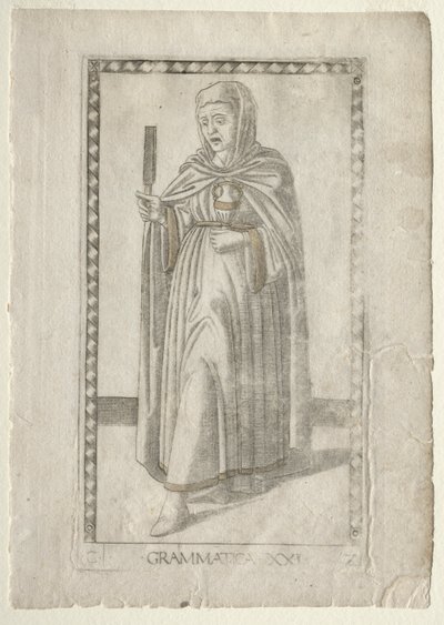 Grammatik fra Tarocchi, serie C: Liberal Arts, #21, før 1467. af Master of the E Series Tarocchi
