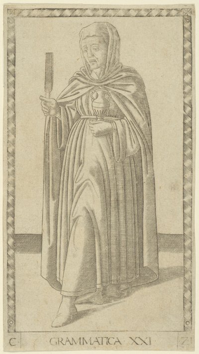 Grammatik, plade 21 fra Arts and Sciences af Master of the E Series Tarocchi