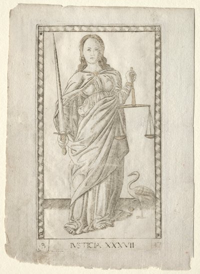 Retfærdighed (fra Tarocchi, serie B: Cosmic Principles and Virtues, #37) af Master of the E Series Tarocchi